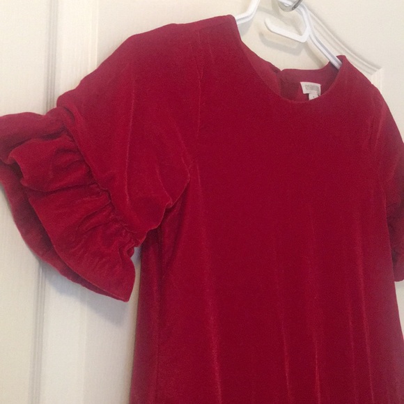 Velvet Red Girls Dress - Picture 2 of 5